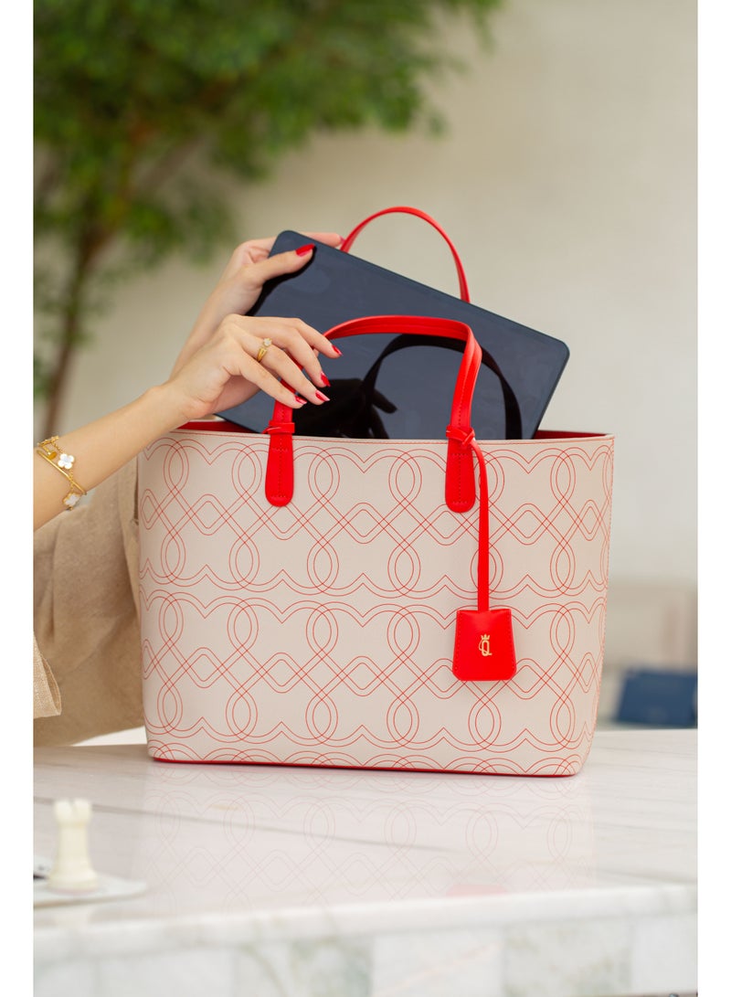 Women’s Red & White Shoulder Bag With Modern Design - Image 4