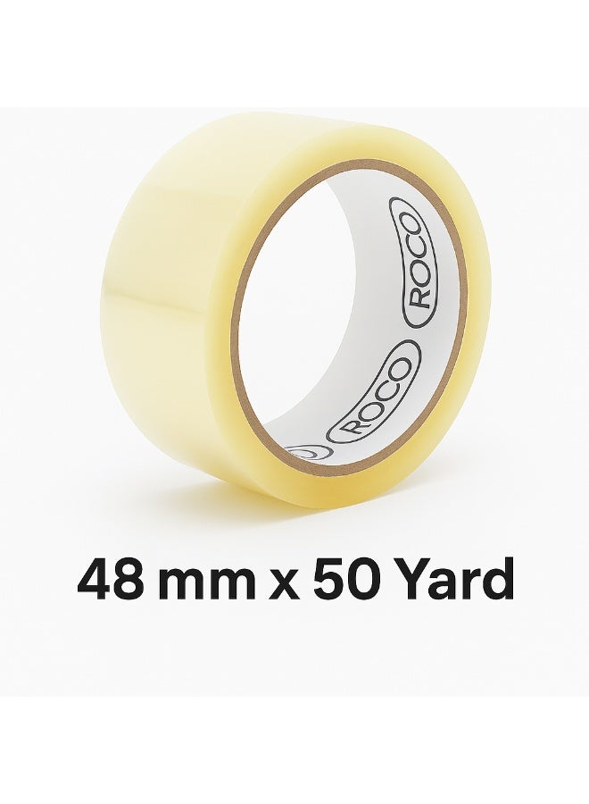 ROCO Transparent Packaging Tape 48mm x 50 Yard – Strong Adhesive, Heavy Duty Packing Tape for Home, Office & Industrial Use - Image 1