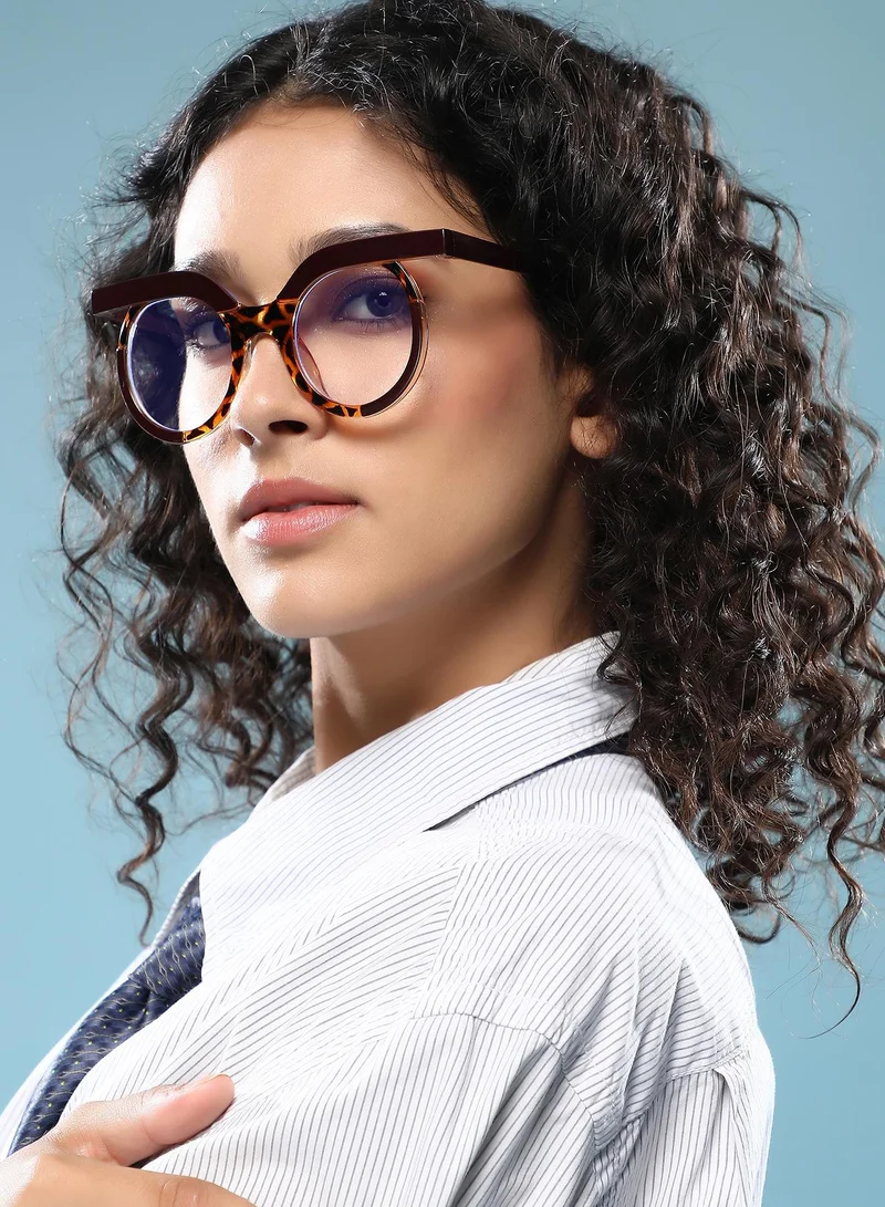 صوص هاوت نظارة شمسية بإطار دائري كامل الحواف مع حماية من الأشعة الشمسية للنساء