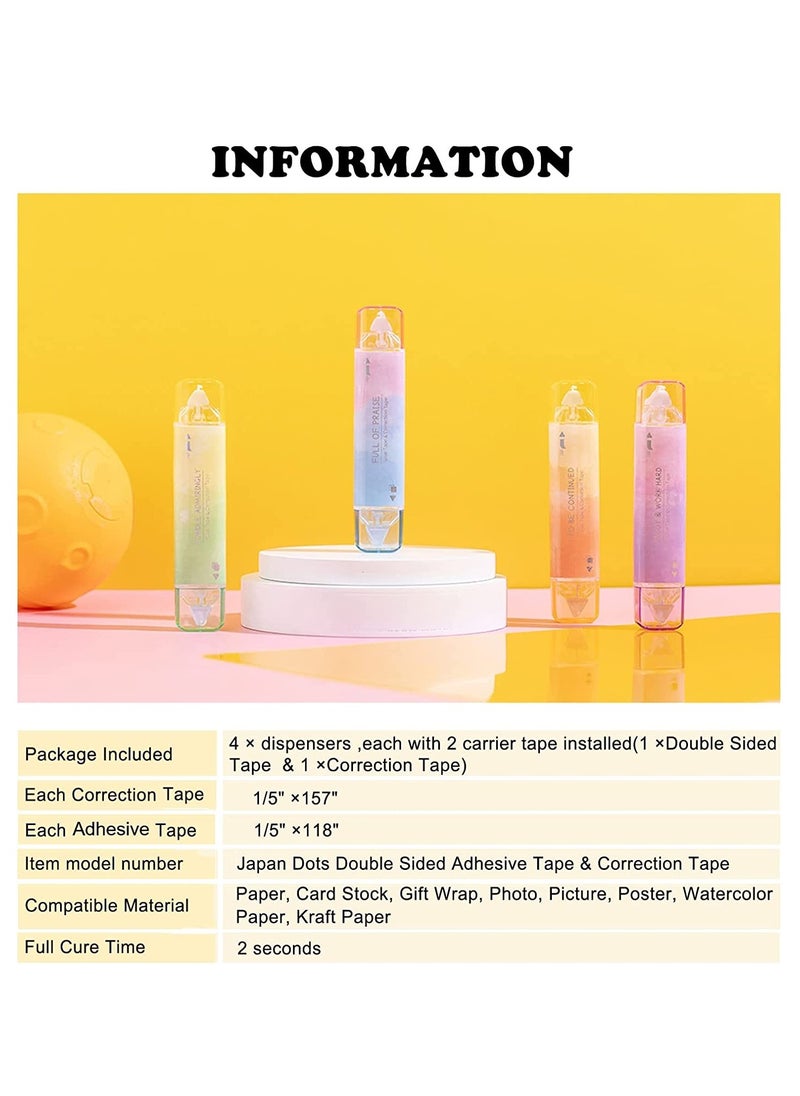 White Out Correction Tape and Double Sided Tape Roller, lovely Quick Dry Japan White Out, with Permanent Adhesive Tape Runner, for School Office Instant Correction  Scrapbook Supplies