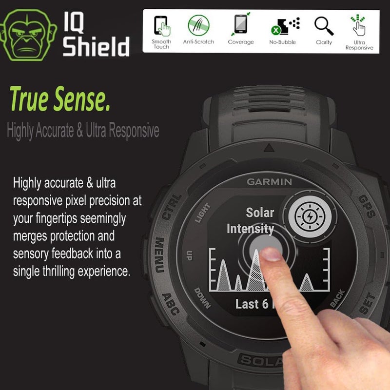 IQShield 6 Pack for Garmin Instinct Solar/Garmin Instinct LiquidSkin Screen Protector Easy Install Smudge Resistant Ultra Thin Anti-Scratch Anti-Bubble Clear TPU Film - Image 5