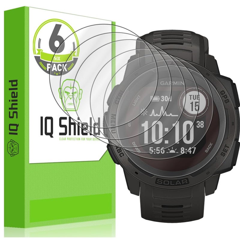 IQShield 6 Pack for Garmin Instinct Solar/Garmin Instinct LiquidSkin Screen Protector Easy Install Smudge Resistant Ultra Thin Anti-Scratch Anti-Bubble Clear TPU Film - Image 1