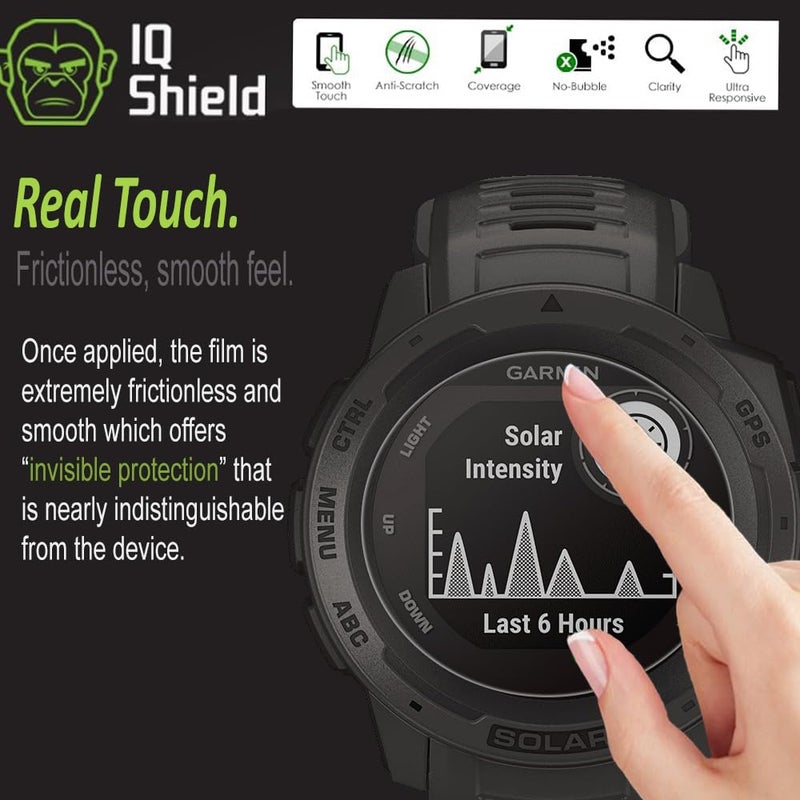 IQShield 6 Pack for Garmin Instinct Solar/Garmin Instinct LiquidSkin Screen Protector Easy Install Smudge Resistant Ultra Thin Anti-Scratch Anti-Bubble Clear TPU Film - Image 4