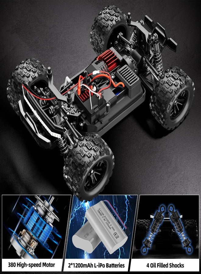 WayEee 1:18 Fast RC Car 40 KPH High Speed 4X4 Remote Control Monster Truck, All Terrain Vehicles Toy with 2 Batteries, 2.4GHz Remote Control, 2 PVC Shell Off-Road Pickup, Gift for Kids and Adults - Image 3