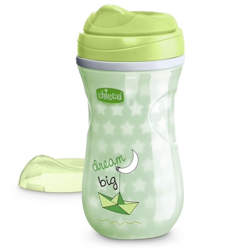 Chicco Glow in the Dark Double-Wall Insulated Sippy Cup with Bite-Proof Rim Spout and Spill-Free Lid 9oz.| Top-Rack Dishwasher Safe | Easy to Hold with Ergonomic Indents | 12+ months - Image 1