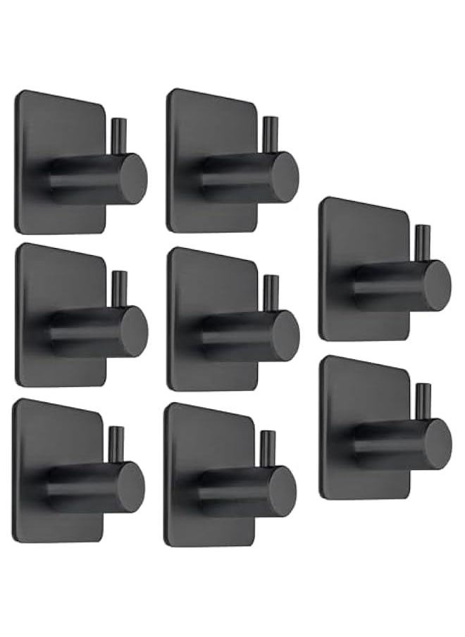 HOOKOR Adhesive Hooks Heavy Duty Wall Hooks Waterproof Stainless Steel Hooks for Hanging Coat, Hat, Towel Robe Hook Rack Wall Mount- Bathroom and Bedroom (57-02-8p)  - Image 1