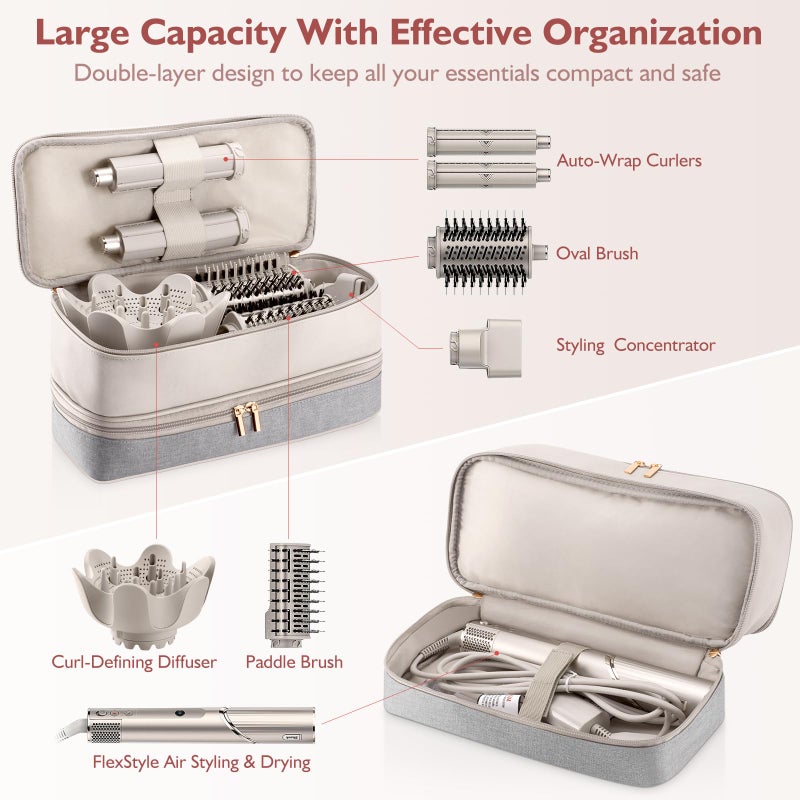 Adworte Travel Carrying Case for Hair Dryer Shark Flexstyle Dyson Airwrap Brush Double-Layer Hair Accessories Tools Storage Bag for Revlon Hairdryer Styler Organizer - Image 2