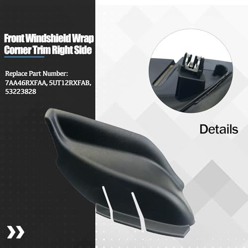 KMBNTU Front Windshield Wrap Corner Trim Right Side Fit for Jeep Compass 2017-2023 Engine Hood Hinge Cover Replace 7AA46RXFAA 5UT12RXFAB 53223828 - Image 2