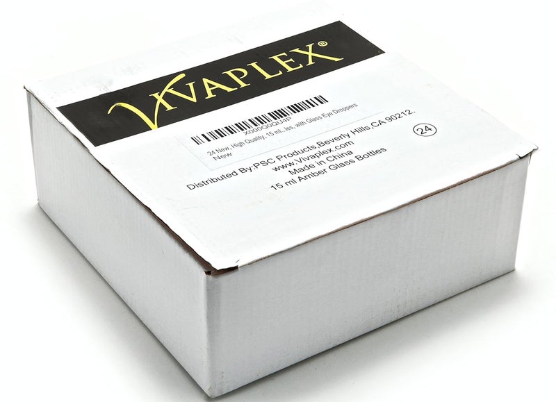 Vivaplex 24 Amber 15 ml 12 oz Glass Bottles with Glass Eye Droppers - Image 2