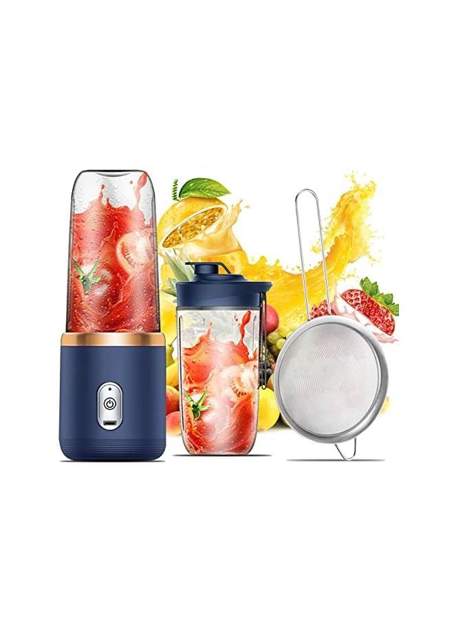 vesus Portable Blender, Personal Size Electric Mini Blender USB Rechargeable with 2 Portable Bottle 1 Small fine Mesh Filter BPA-Free Handheld Juicer cup for Shakes and Smoothies (Blue)  - Image 2