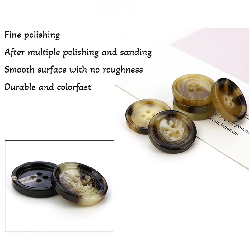 vingol 10 PCS 4 Holes Round Pattern Resin Buttons Flatback Sewing Button Favorite Findings Basic Buttons for Clothing Arts Crafts Projects DIY Decorations Sewing Accessories (11#Coffee, 18 mm) - Image 3