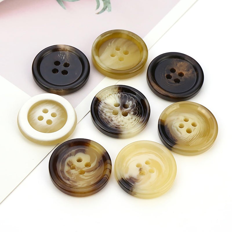 vingol 10 PCS 4 Holes Round Pattern Resin Buttons Flatback Sewing Button Favorite Findings Basic Buttons for Clothing Arts Crafts Projects DIY Decorations Sewing Accessories (11#Coffee, 18 mm) - Image 4