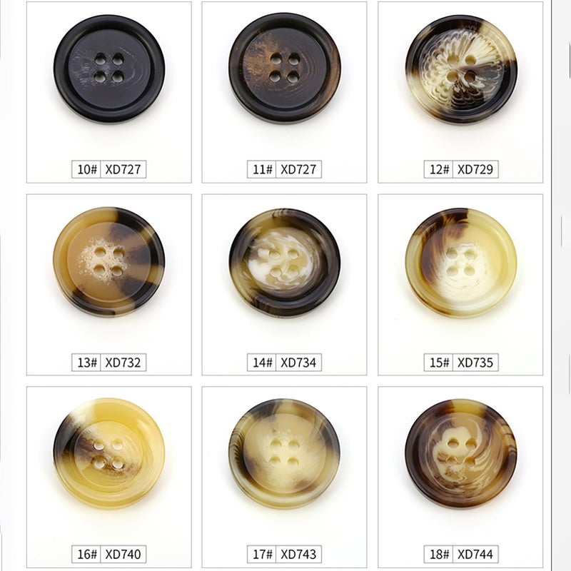 vingol 10 PCS 4 Holes Round Pattern Resin Buttons Flatback Sewing Button Favorite Findings Basic Buttons for Clothing Arts Crafts Projects DIY Decorations Sewing Accessories (11#Coffee, 18 mm) - Image 2