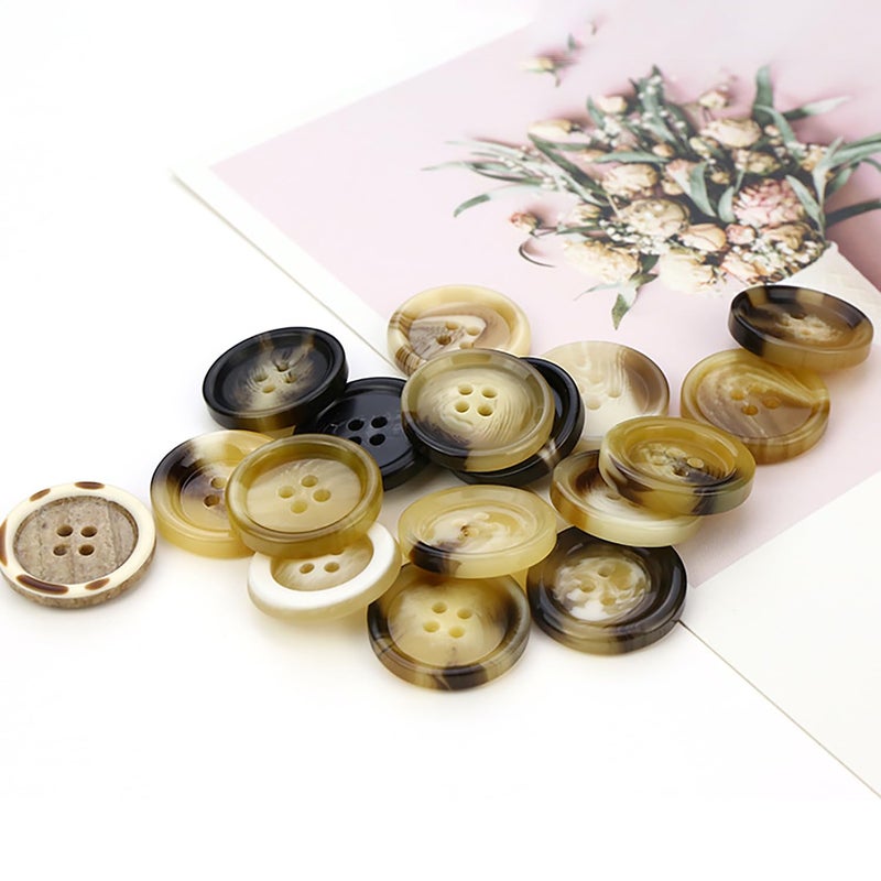 vingol 10 PCS 4 Holes Round Pattern Resin Buttons Flatback Sewing Button Favorite Findings Basic Buttons for Clothing Arts Crafts Projects DIY Decorations Sewing Accessories (11#Coffee, 18 mm) - Image 5