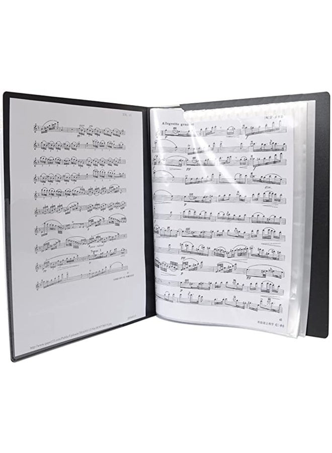 Generic Music Sheet File Paper Folder Documents File Paper Storage Blank Sheet Organizer Folder Holder Plastic. A4 Size, 40 Pockets Music Themed Storage Folder Black  - Image 3