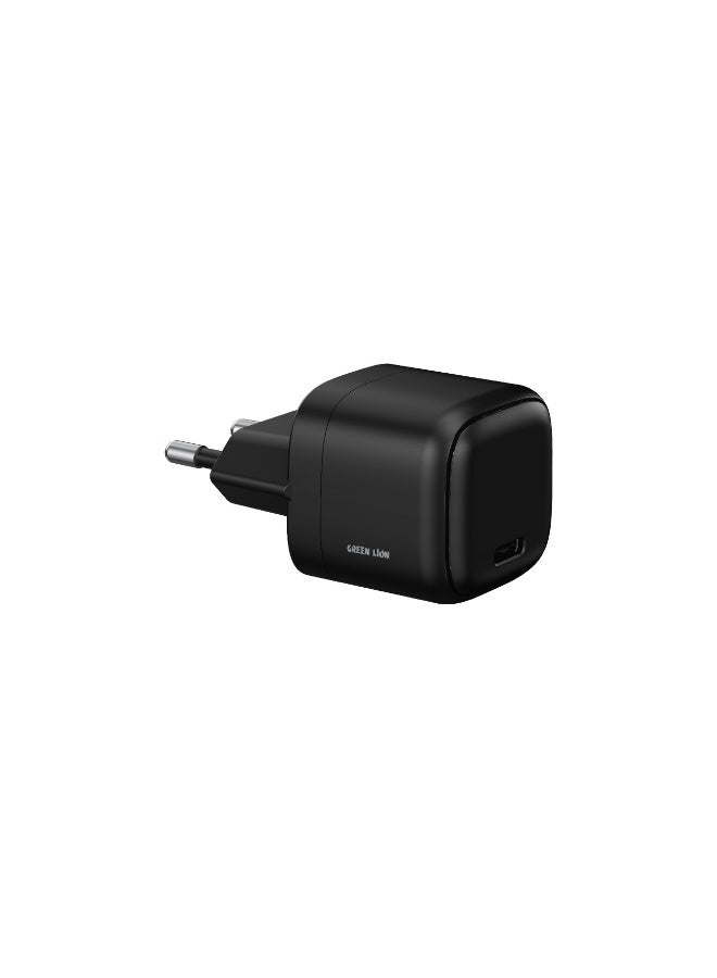 GREEN LION NEXIO Single Port Wall Charger EU Plug 30W 1C / Charging Protection / USB-C Port -Black - Image 1