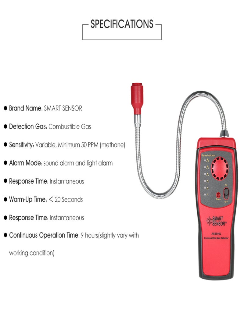 SMART SENSOR New Handheld Gas Detector Portable Mini Combustible Gas Detector Gas Leakage Location Determine Tester with Sound and Light Alarm - Image 5