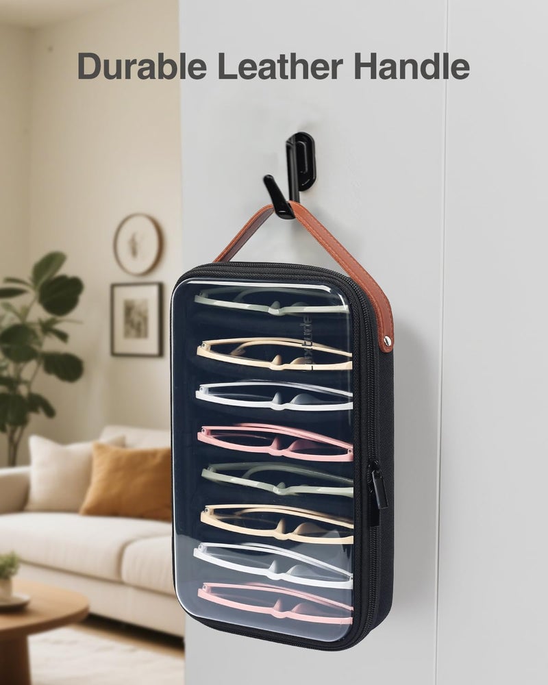 Luxtude Travel Sunglasses Organizer Case for Women Men, Glasses Case Multiple Pairs with Adjustable Slots, Hard Shell Sunglass Storage Cases, Clear Eyeglass Organizer for Multiple Glasses - Image 5