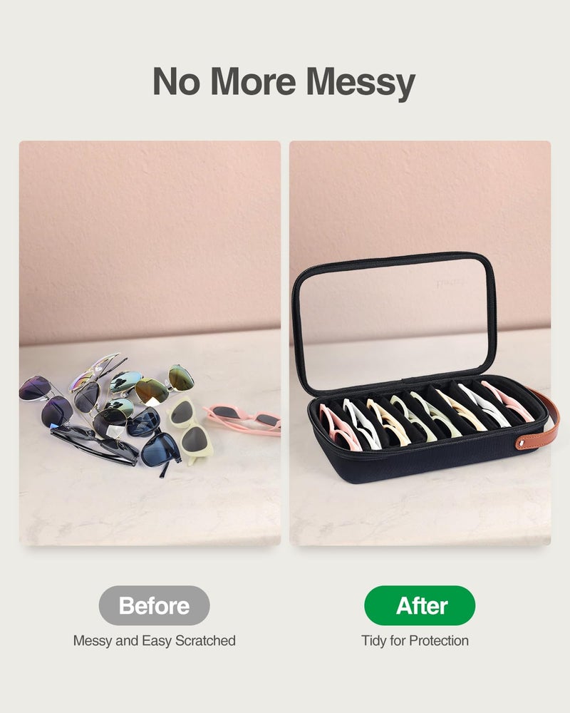 Luxtude Travel Sunglasses Organizer Case for Women Men, Glasses Case Multiple Pairs with Adjustable Slots, Hard Shell Sunglass Storage Cases, Clear Eyeglass Organizer for Multiple Glasses - Image 4