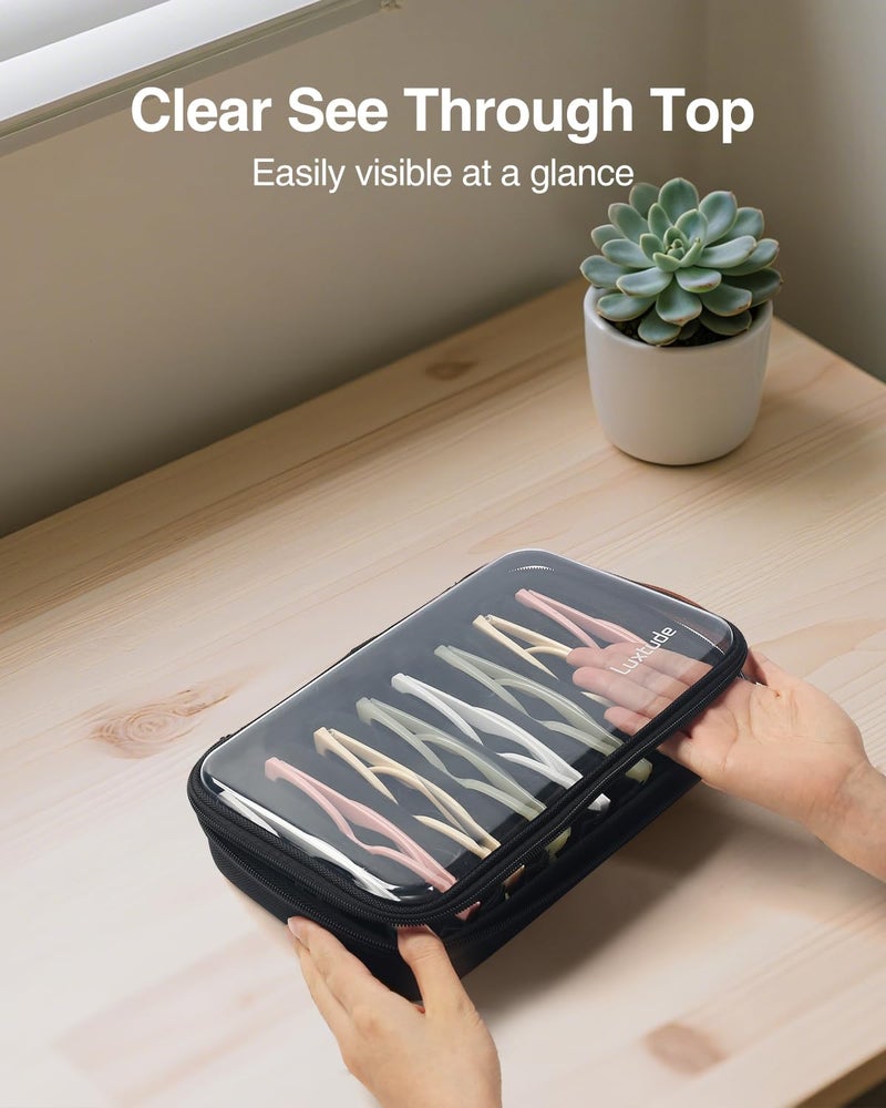 Luxtude Travel Sunglasses Organizer Case for Women Men, Glasses Case Multiple Pairs with Adjustable Slots, Hard Shell Sunglass Storage Cases, Clear Eyeglass Organizer for Multiple Glasses - Image 2