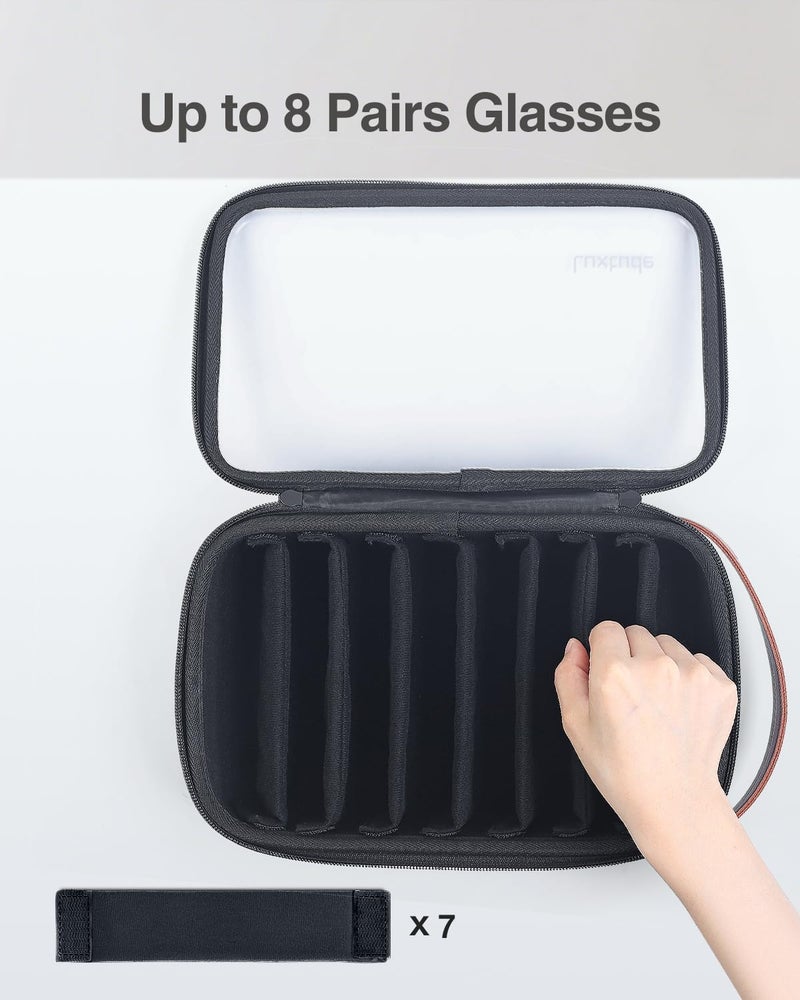 Luxtude Travel Sunglasses Organizer Case for Women Men, Glasses Case Multiple Pairs with Adjustable Slots, Hard Shell Sunglass Storage Cases, Clear Eyeglass Organizer for Multiple Glasses - Image 3