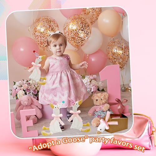 Flahard 28 Pcs One Silly Goose Party Favors Include 9 Mini Goose Plush Stuffed Animal 9 Boxes 9 Birthday Party Hats and 1 Roll Rope for Adopt a Goose Party Favors Birthday Gifts Color Style 1 - Image 5