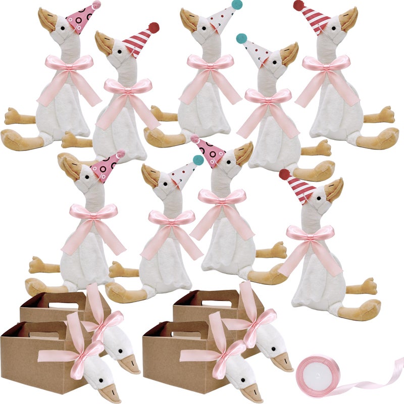 Flahard 28 Pcs One Silly Goose Party Favors Include 9 Mini Goose Plush Stuffed Animal 9 Boxes 9 Birthday Party Hats and 1 Roll Rope for Adopt a Goose Party Favors Birthday Gifts Color Style 1 - Image 3