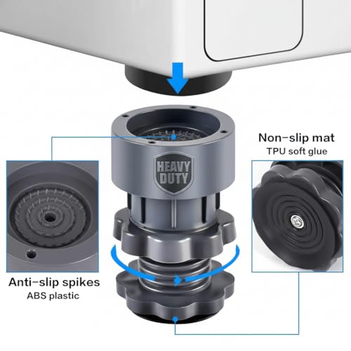 NKYA Heavy-Duty 300kg Capacity Anti Vibration Pads for Washing Machine | Washing Machine Foot | Noise-Cancelling Rubber | Height-Adjustable | Floor Protection (Height Adj. Anti Vibration Pad) - Image 3