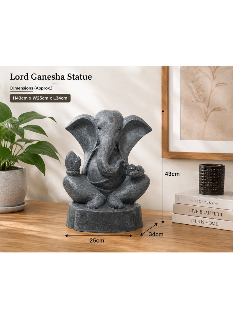 Home Auraa Lord Ganesha Decorative Idol Showpiece | Premium Polyresin Ganesh Statue for Home & Office Décor | Antique Grey Finish | 43 x 25 x 34 CM - Image 1
