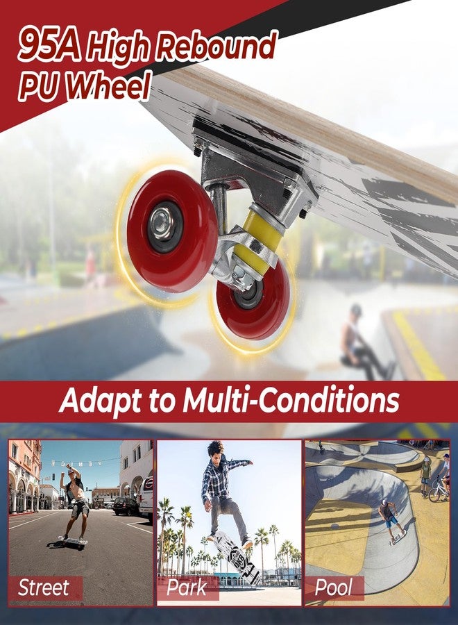 JAOTREL Complete Skateboard for Beginners & Pros | 5” Polished Aluminum Trucks, ABEC5 Bearings, Non-Slip Grip Tape | Graphic Skateboard Deck for Kids, Adults, Men & Women - Image 5