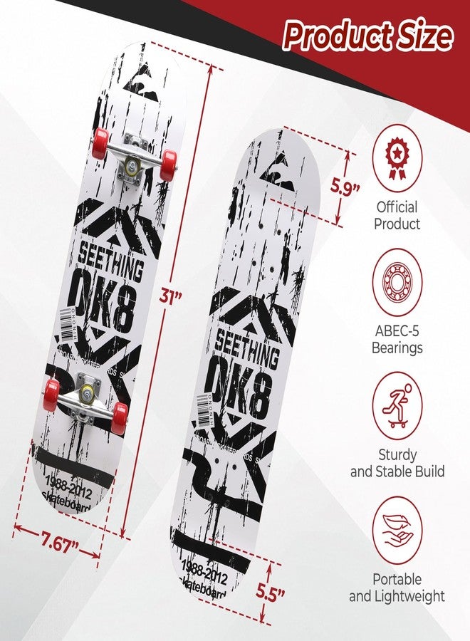 JAOTREL Complete Skateboard for Beginners & Pros | 5” Polished Aluminum Trucks, ABEC5 Bearings, Non-Slip Grip Tape | Graphic Skateboard Deck for Kids, Adults, Men & Women - Image 4