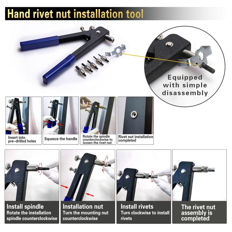 AskWay Store Pressure Rivet Nut Tool Kit, 430Pcs Metric Rivet Nut Combination (M8/M6/M5/M4/M3), Suitable for Furniture, Decoration, Automotive, Marine and Industrial Applications - Image 5