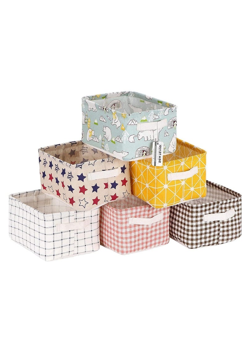 ICOESS ICOESS Foldable Multipurpose Storage Box Small Canvas Fabric Basket for Organizing Storage Box with Handles for Wardrobe Closet and Home Organization Pack Of 3  - Image 2