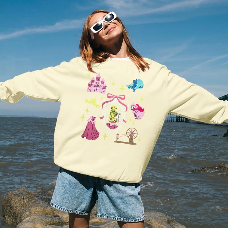 UNIQUEONE Oversized Sequins Bow Sweatshirt - Women Magic Kingdom Sweater Pastel Graphic Coquette Tee Holiday Pullover - Image 4