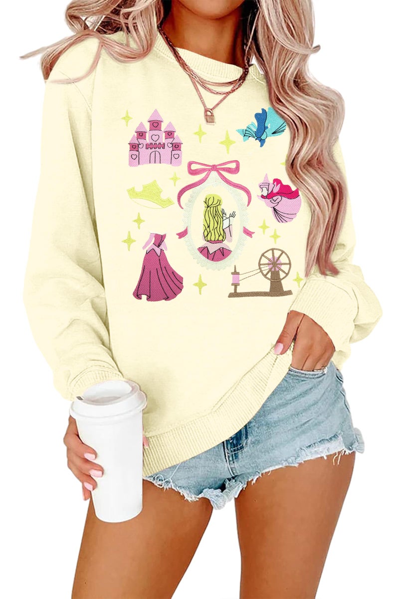 UNIQUEONE Oversized Sequins Bow Sweatshirt - Women Magic Kingdom Sweater Pastel Graphic Coquette Tee Holiday Pullover - Image 1