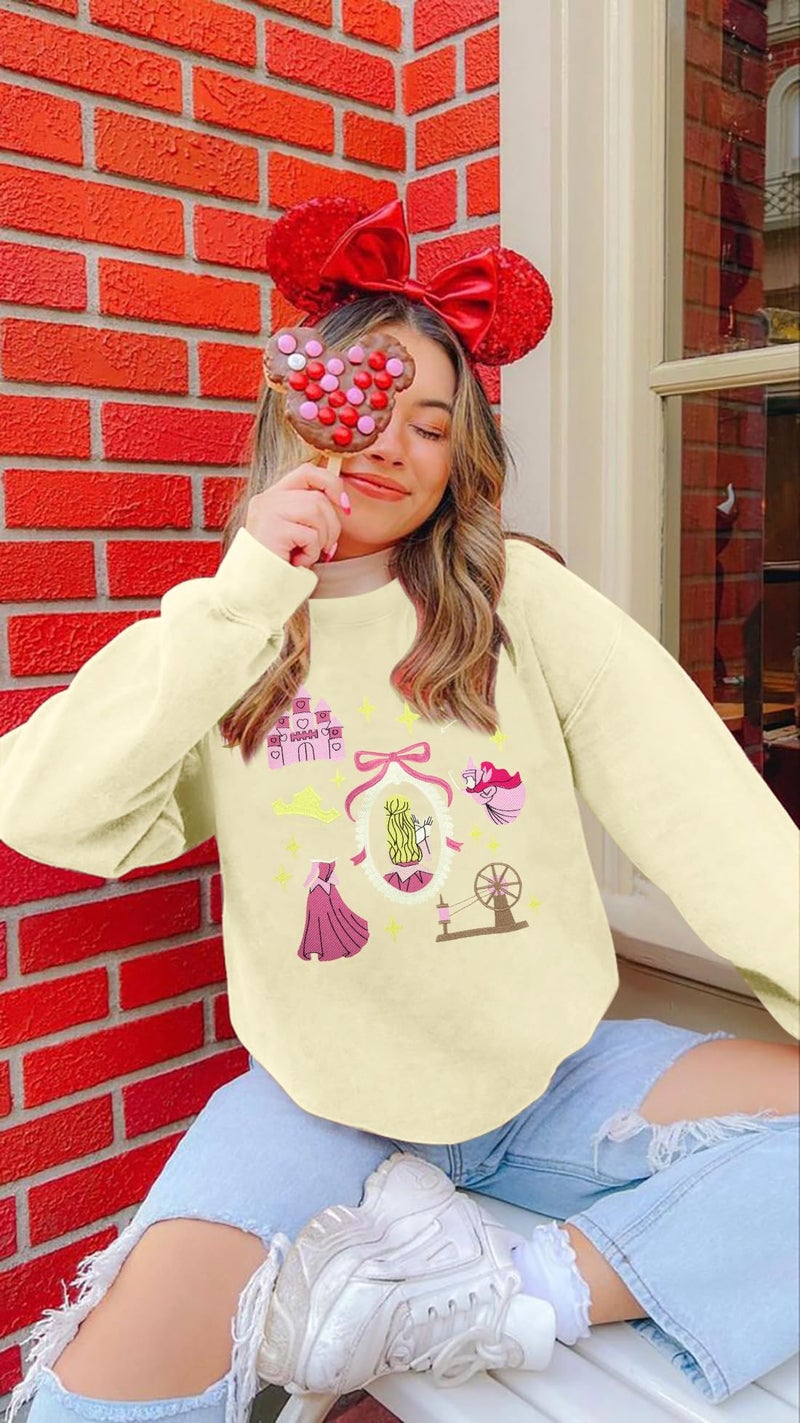 UNIQUEONE Oversized Sequins Bow Sweatshirt - Women Magic Kingdom Sweater Pastel Graphic Coquette Tee Holiday Pullover - Image 3