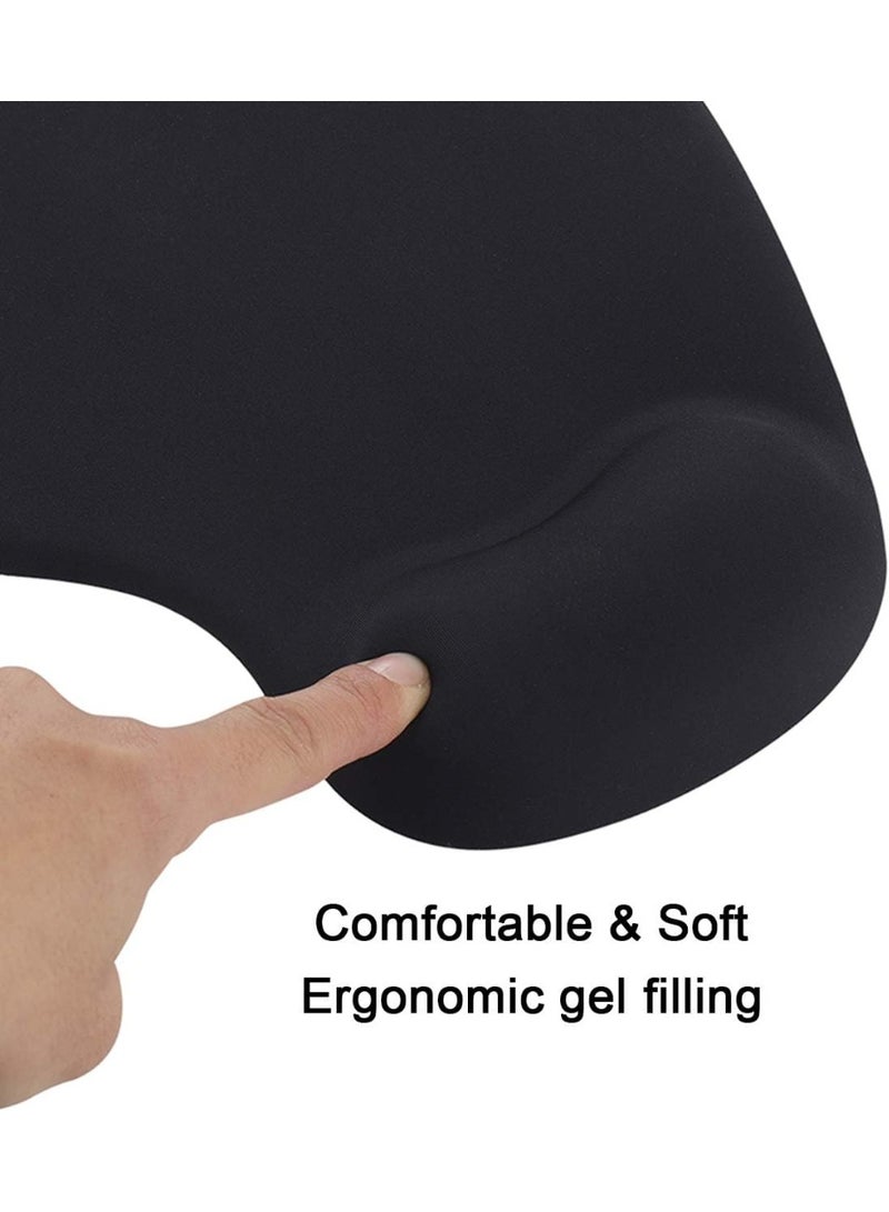 Ergonomic Mouse Pad with Memory Foam Wrist Rest, Non-Slip Rubber Base, Smooth Precision Surface for Optical & Laser Mice, Comfortable Wrist Support for Office, Laptop, Computer & Gaming, Black - Image 3
