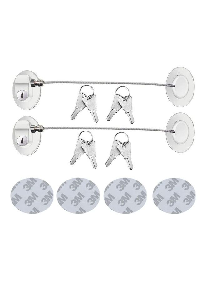 2-Piece Refrigerator Door Lock With 4 Keys White - Image 1