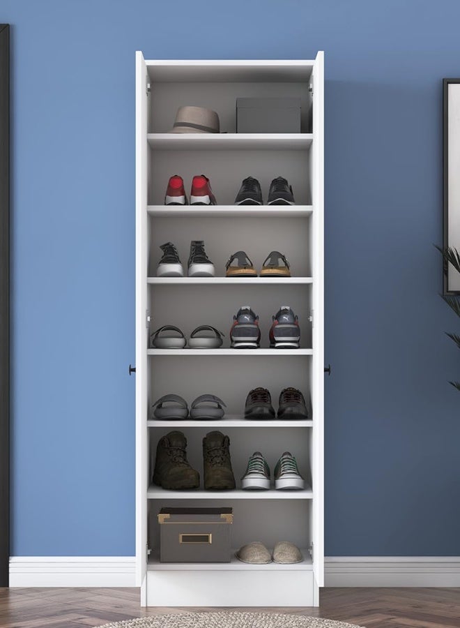 Home Canvas خزانة تخزين أحذية طويلة أنيقة بيضاء - Image 3