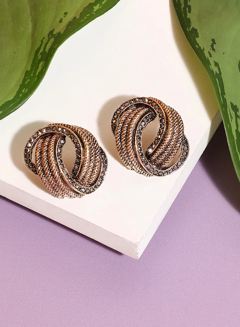 SOHI Twisted Rope Artificial Stud Earring Jewellery