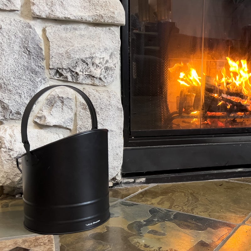 Mind Reader Fireplace Ash Bucket, 6L (1.5 gal) Capacity, Wood Stove, Fireplace Accessories, Metal, 9"L x 9"W x 10.5"H, Black - Image 2