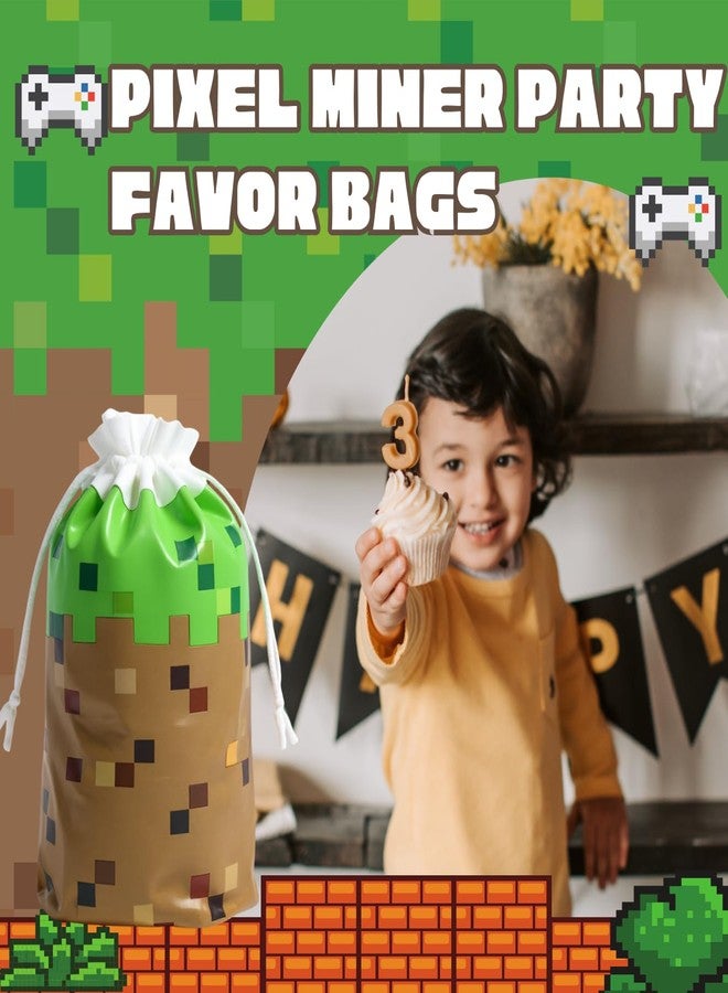 Eylola 48Pcs 7 x 10Inch Pixel Miner Favor Bags Pixel Themed Treat Goodie Bags for Birthday Party Supplies Video Game Party Candy Bag for Kids - Image 4