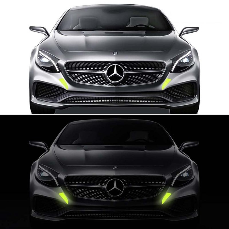 Buylogy® (Green) (4 Pcs) Car Front/Back Bumper Stickers Reflectors Protective Stickers Reflective Strip Warning Signs Car Styling Exterior Accessories Decoration - Image 2