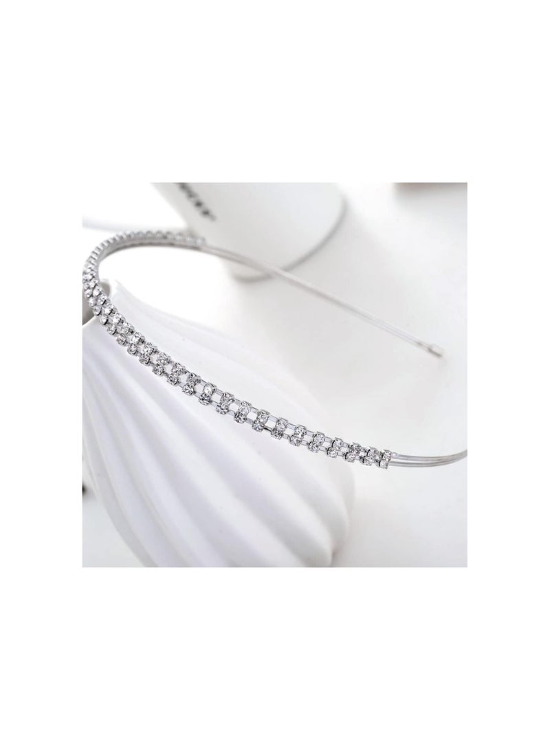 GGOOT 2Pcs Double-layer Rhinestone Hair Hoops Delicate Headdress for  - Image 5