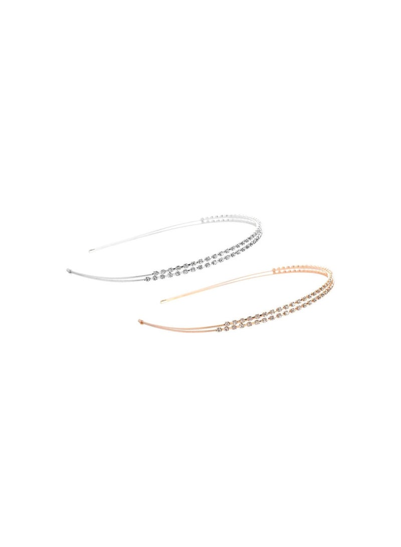 GGOOT 2Pcs Double-layer Rhinestone Hair Hoops Delicate Headdress for  - Image 1