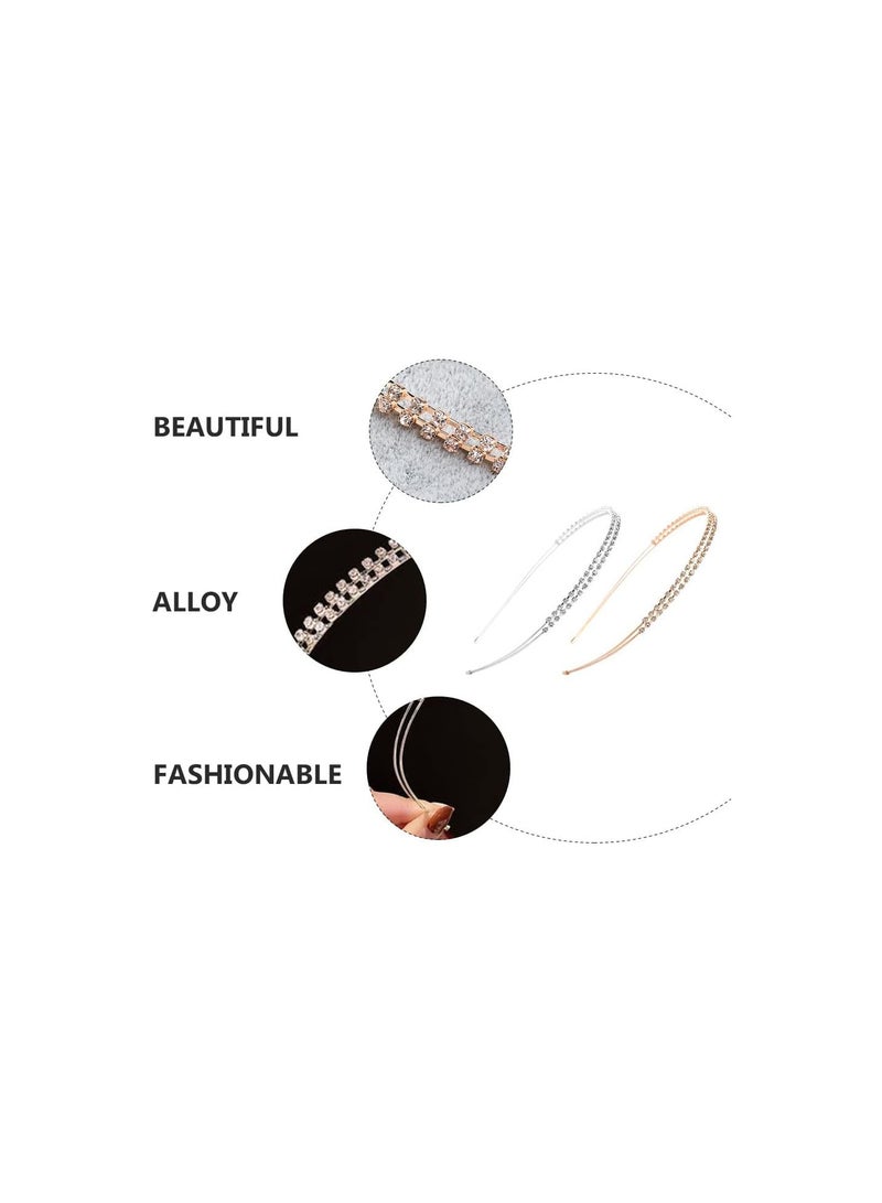 GGOOT 2Pcs Double-layer Rhinestone Hair Hoops Delicate Headdress for  - Image 2
