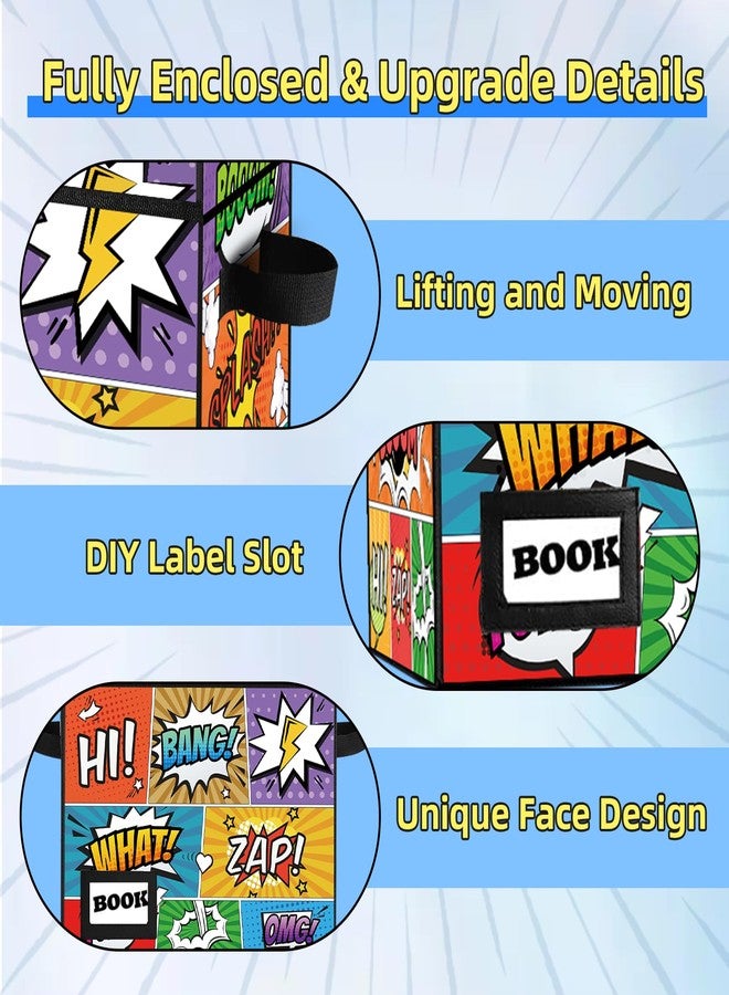 YNSZAS 2 Pack Comic Book Storage, Comic Book Box, 15.8" X 7.8" X 11.8", Collapsible Comic Short Box, Holds 160-180 Comic Book, Heavy Duty Comic Book Bin Container Holder Shelf(Cartoon Colorful) - Image 5