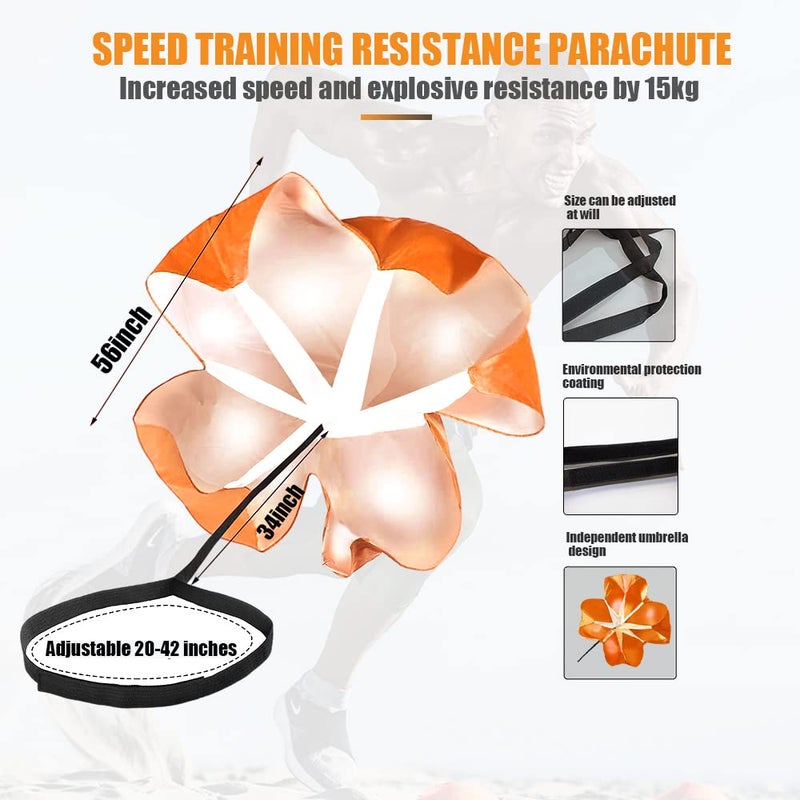 Nusogon Running Speed Training, 56 inch Speed Drills Resistance Parachute Running Sprint Chute Soccer Football Sport Speed Training(Orange) - Image 2