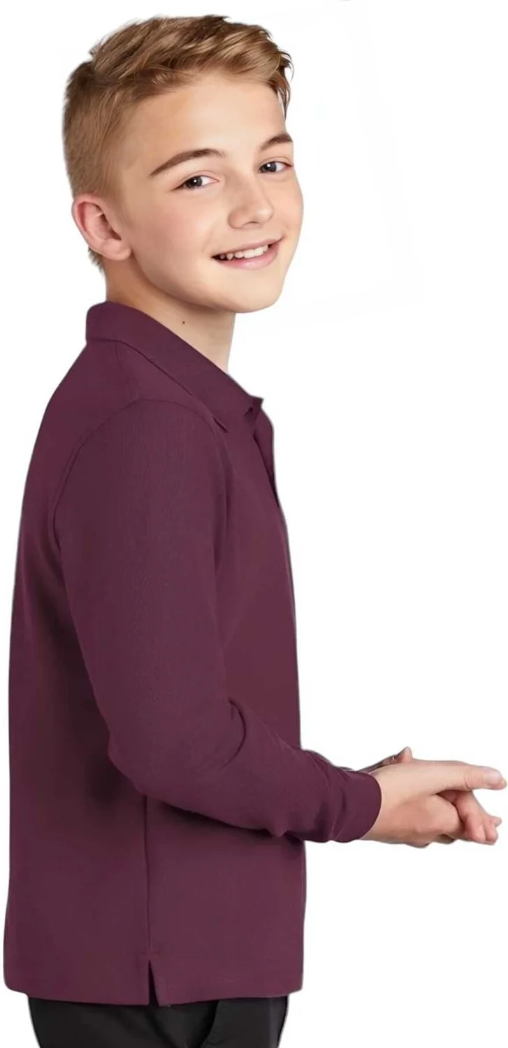Tezzgelsin 3-Piece Boy Long Sleeve Cotton Polo Neck T-Shirt Daily and School Uniform School T-Shirt