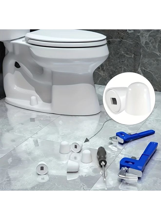 6pcs Universal Toilet Bolt Covers Round Plastic Push In with Extra Washers Easy Installation Toilet Seat Accessories - Image 1